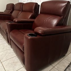 Pickup Only Red Leather Electric Recliner Movie Theater Seating 