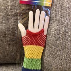 Rainbow Fishnet Gloves
