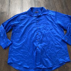 Men’s Blue Long Sleeve Button Shirt Size 17.5 By Geoffrey Beene #5