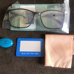 Blue Light Blocking Glasses w/ Stylish Case & Tester