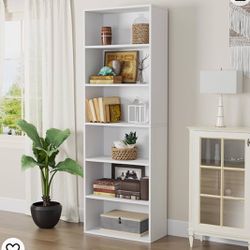 😀 White or Brown oneinmil 6 Tier Bookshelf and Bookcase, Wooden Bookshelves with Cabinet Doors, Floor Bookshelves and Office Storage Cabinets for Hom