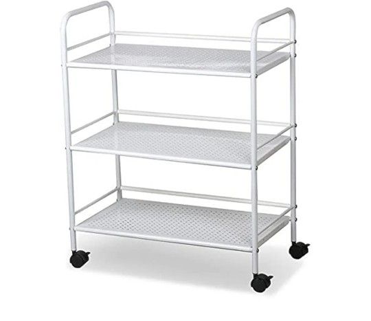 ✨ 3-Tier Rolling Salon Cart - White Metal ✨
