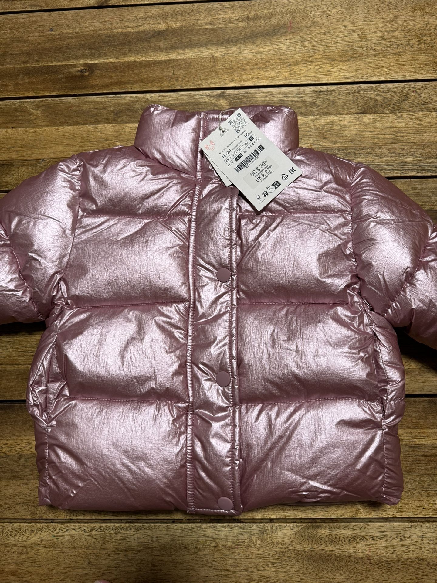 New. 18/24m Pink Shiny Zara Jacket
