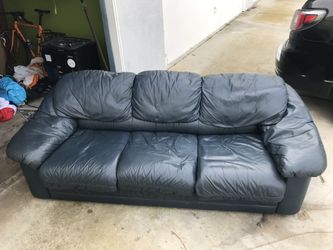 Blue leather couch