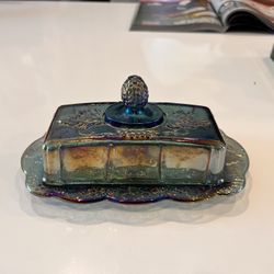 Carnival glass Butterdish