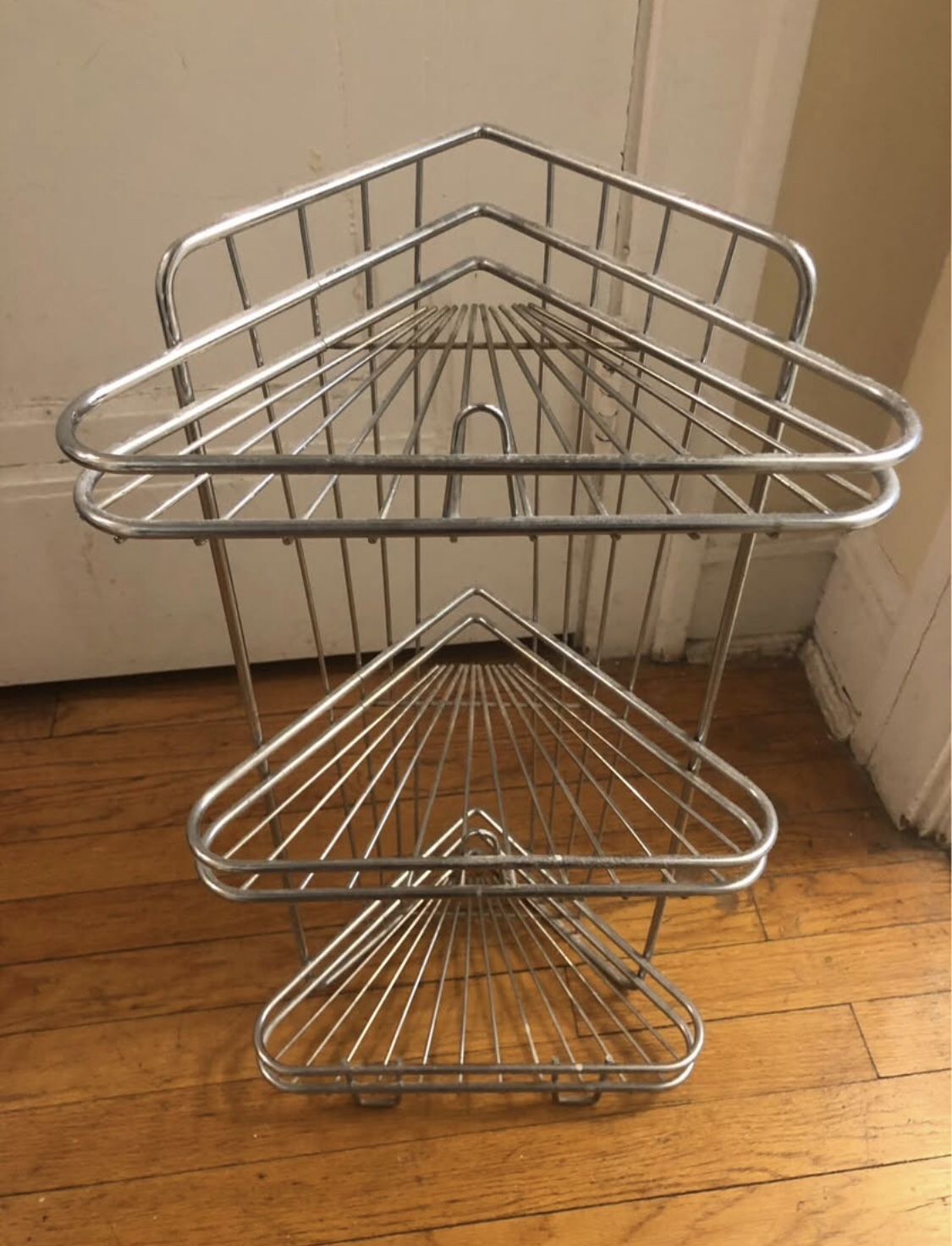 3 Tier Silver Corner Shelf Unit 