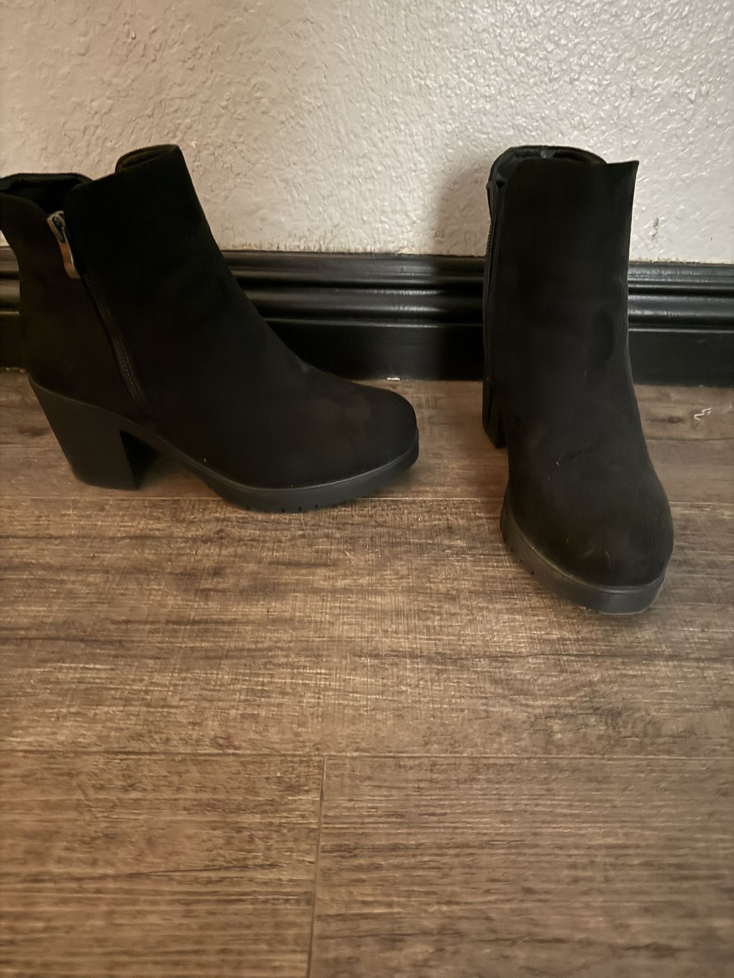 Black Suede Booties Size 8.5