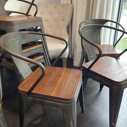 WOOD & METAL BEAUTIFUL HEAVY DUTY CHAIRS WITH ARM REST