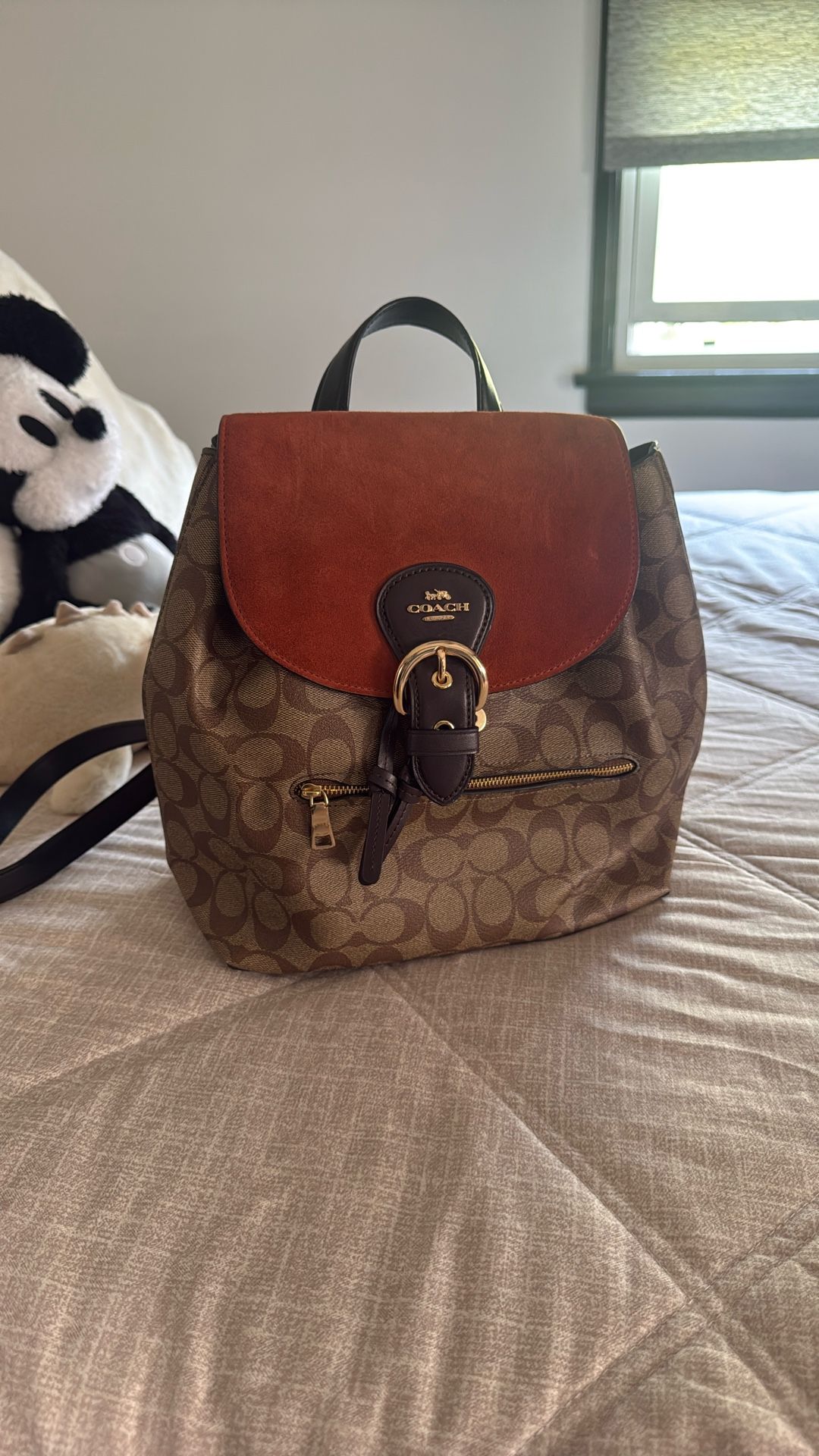 Coach Kleo Backpack In Signature Canvas NEW Drawstring Zip Pocket Purse Bag NWT