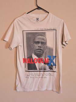 Malcolm X Men's S/P Graphic Print Crew Neck Short Sleeve T-Shirt White