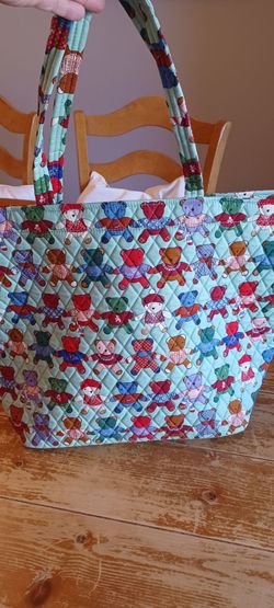 Vera Bradley Quilted Tote Bag - "Toasty Teddies" Pattern (Excellent Condition)