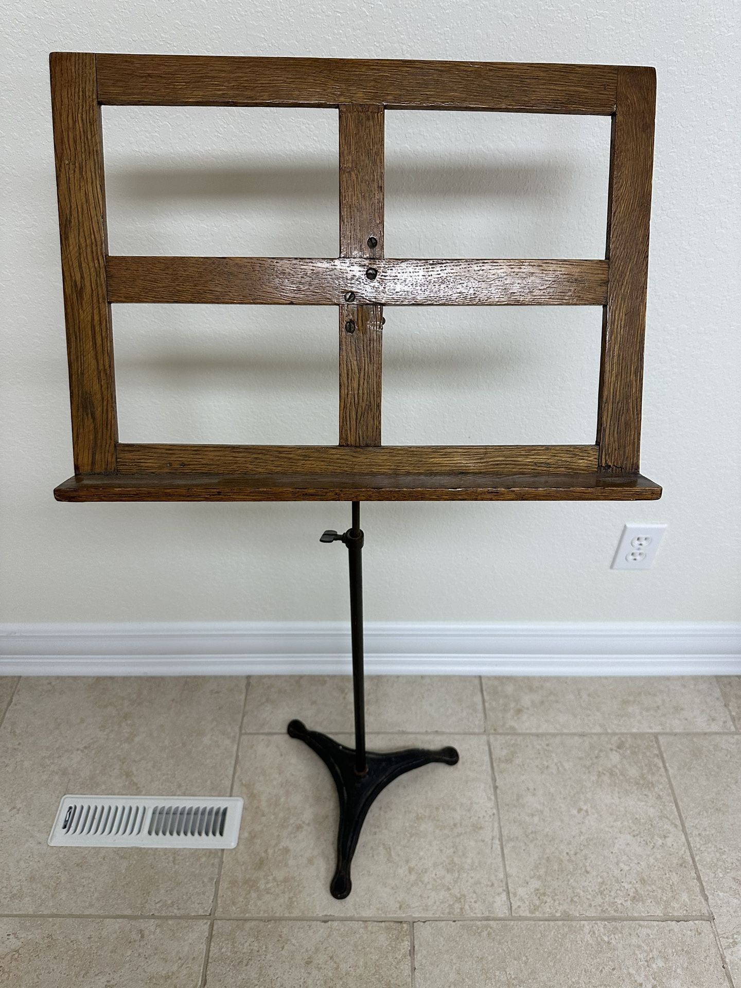 Antique Claw Foot Cast Iron Base W/ Wood Music Stand Kliegl Bros NY RARE 1900s