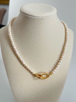 Pearl station necklace with gold toggle clasp