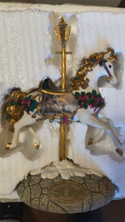 Thomas Kinkade Christmas Carousel Horse Figurine