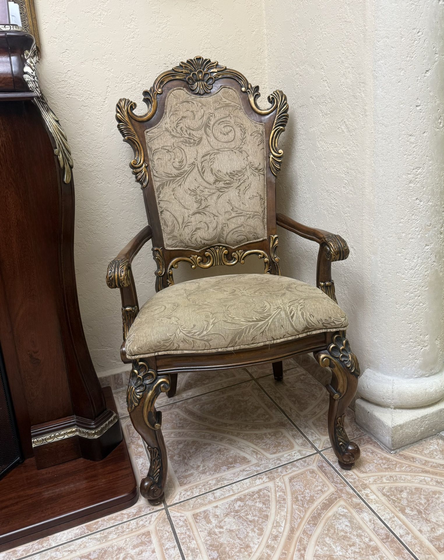 2 Set Traditional Carved Wooden Chairs