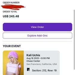 2 Tickets for Kali Uchis & Thee Sacred Souls