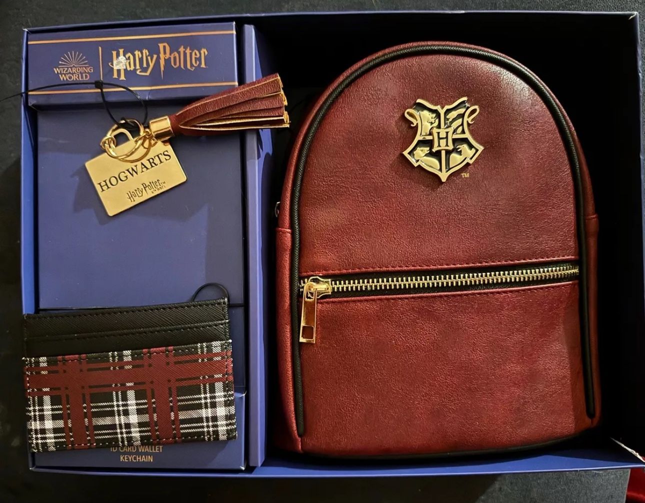 New 3 Piece Harry Potter Hogwarts Mini Backpack Purse Wallet Keychain SET Wizard