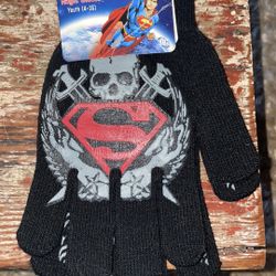 NWT Superman red black youth boys kids childs magic gloves fits 4-16