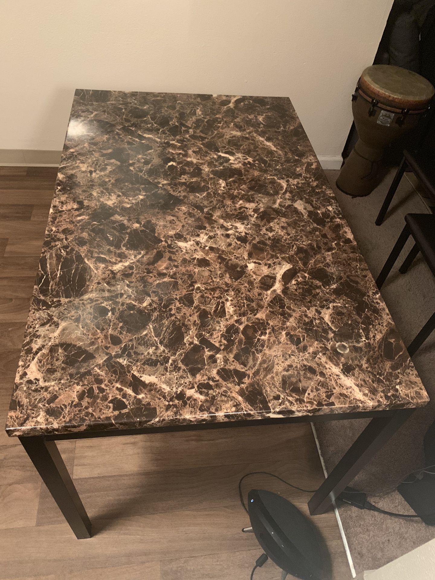 Granite Medium-Size Kitchen Dining Table w/3 Leather Chairs Included!