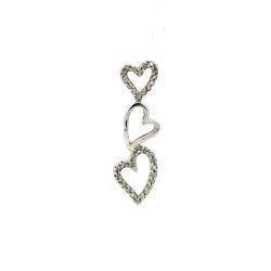 Ladies 10k White Gold 3 Heart Diamond Pendant 11056590