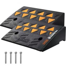 542^Rubber Curb Ramp 2 Pack, 5" Rise Height Heavy-Duty 33069 lbs/15 T Capacity Threshold Ramps, Driveway Ramps with Stable Grid Structure for Cars, Wh