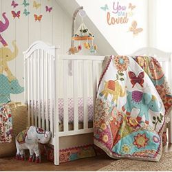 Crib Comforter Set - Elephants And Butterflies 