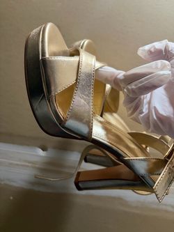 Gold Strappy Platform Heeled Sandals