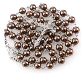 N131- Beautiful Rosary Color Brown COLOR : Brown BAND COLOR : Brown STONE: X     LIGHTWEIGHT, NICKEL FREE, WILL NOT TARNISH, HYPO-ALLERGENIC