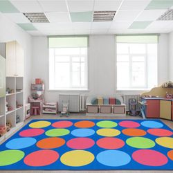 7.5x12ft Classroom Rug Rainbow Abstract Educational Area Rug Play Carpet Colorful Seating Carpet, Seats 24