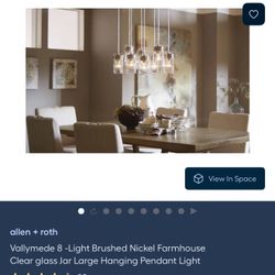 Allen + Roth “ Vallymede”  8‑Light Brushed Nickel Clear Glass Jar Chandelier