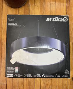 Artika Aiden Drum 31-Watt 1-Light Integrated LED Black Hanging Pendant Light