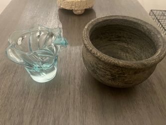 Glass vase & clay pot