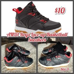 AND1 Boys Lace-up Basketball Sneakers Size 3