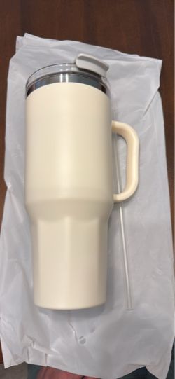 Large Insulated Tumbler with Handle and Straw