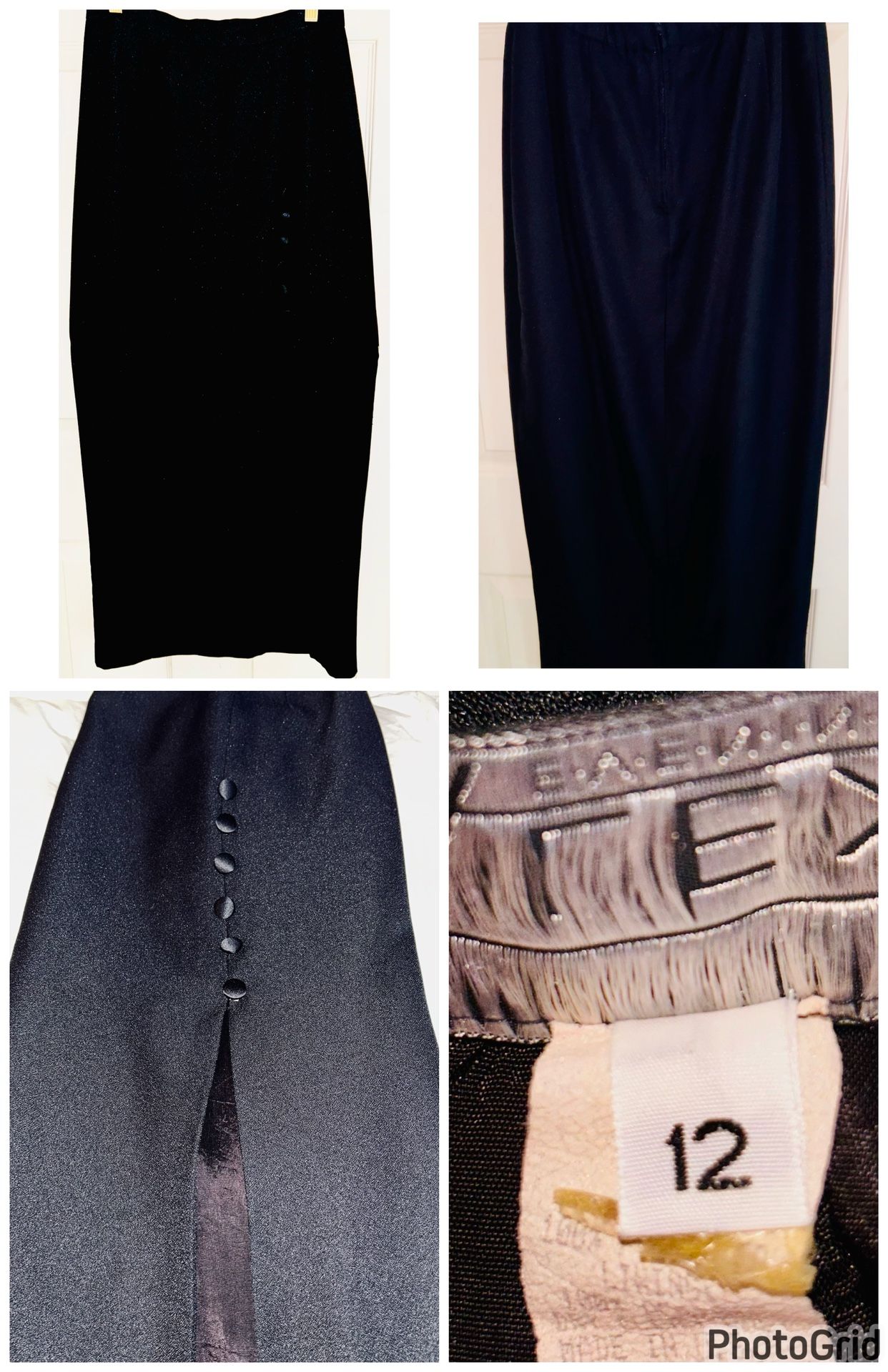 Black Pencil Skirt with Side Slit Size 12