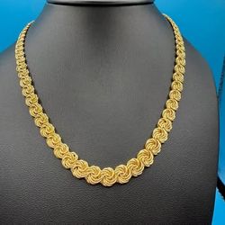 14K Yellow Gold Italian Swirl Link Necklace