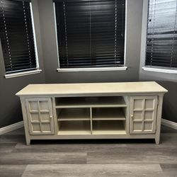 Beige (Off White) Entertainment Center Console Table 