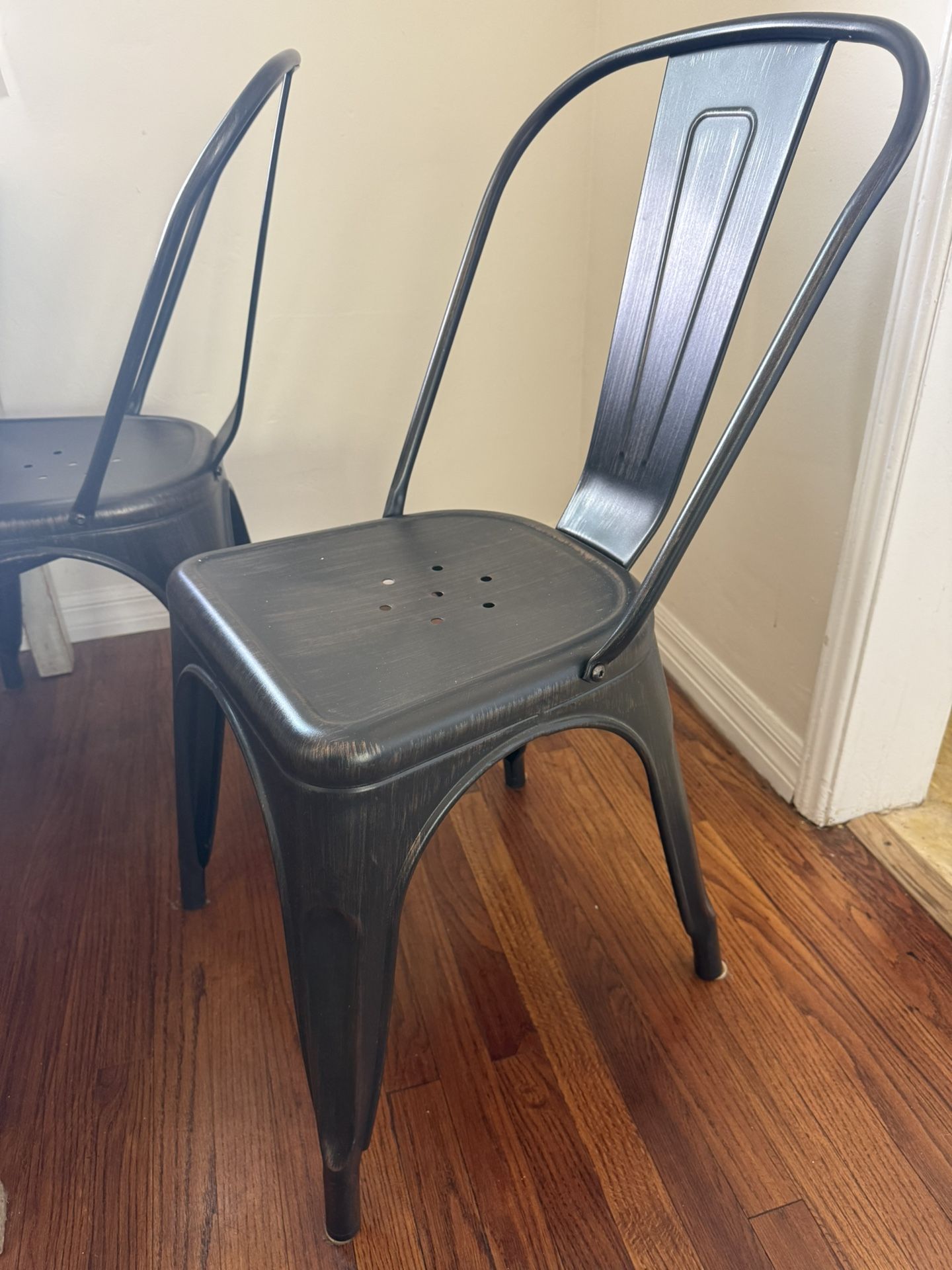 Four Metal Dining Chairs