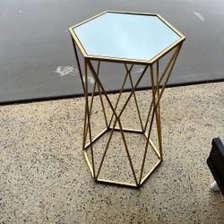 Gold Side Table Mirror Top