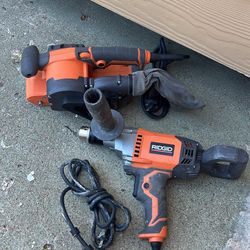 RIDGID MUD MIXER DRILL AND BELT SANDER