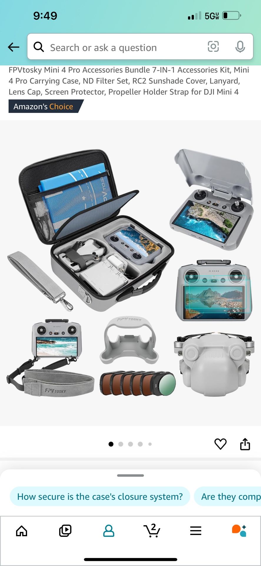 DJI Mini 4 Pro drone 7pc accessories kit with case (NO DRONE)