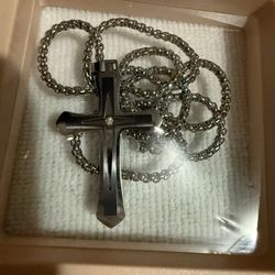 Cadena Con Dije De Cruz Para Hombre O Mujer Acero Inoxidable