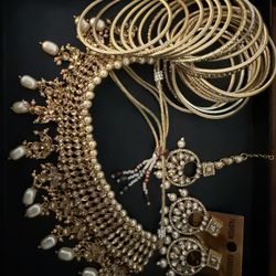 Bridal Nauratan Gold Plated Complete Set / Indian Pakistani Bridal Shaadi Jewelry for wedding