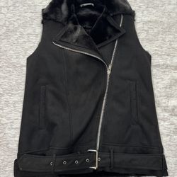 Zara Trafaluc Womens Faux Suede Black Lined  Vest