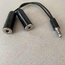 Dual GA to U174 Helicopter Plug aviation headset adapter 