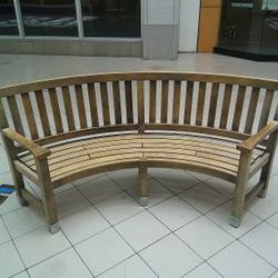 Wooden And Metal Benches From Shopping Center