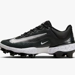 Men's Nike Alpha Huarache 4 Elite Low Black White Metal Baseball Cleats Sz 9.5 ⚾️ 