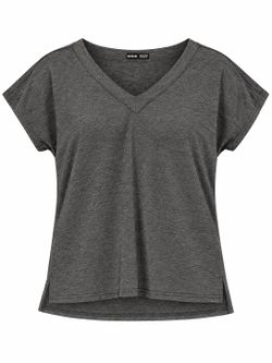 SHEIN Gray V-Neck Short Sleeve T-Shirt