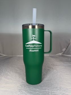 Cal Poly Pomona Alumni Green 30 oz Stainless Steel Mug with Flexible Straw