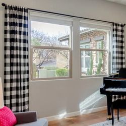 Buffalo Check Drapes Curtains Black & White 